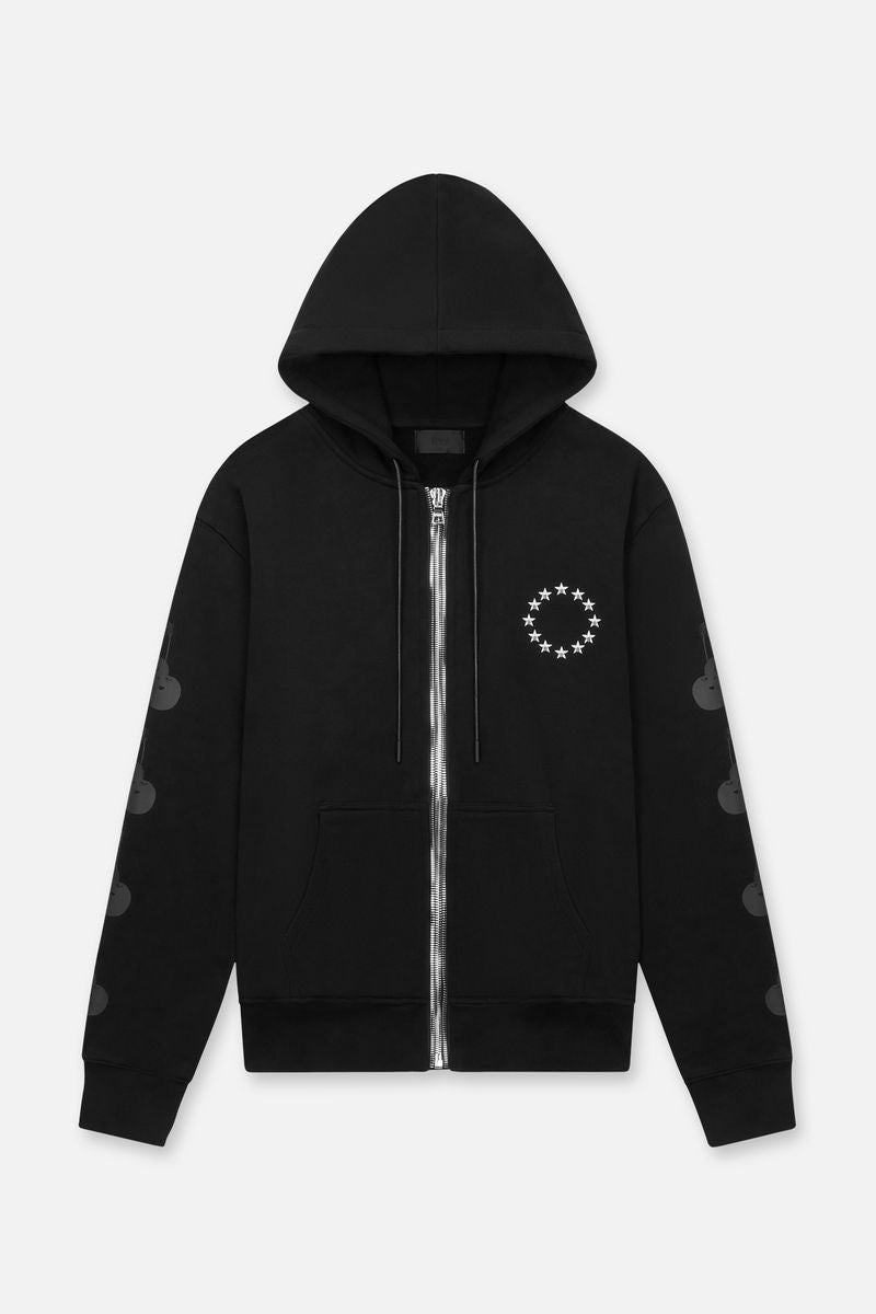 FLOYD ZIP UP HOODIE | BLACK ON BLACK CHERRIES