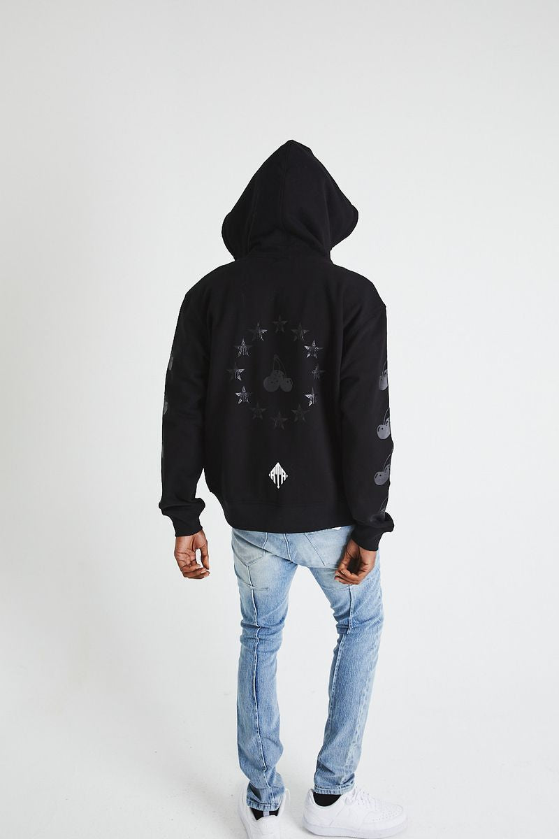 FLOYD ZIP UP HOODIE | BLACK ON BLACK CHERRIES