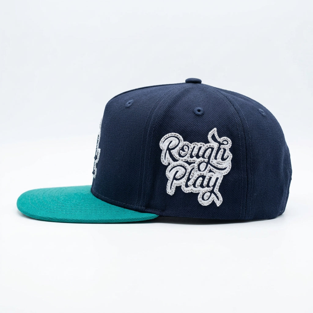 SPLATTER SNAPBAK EMBELLISHED NAVY GREEN