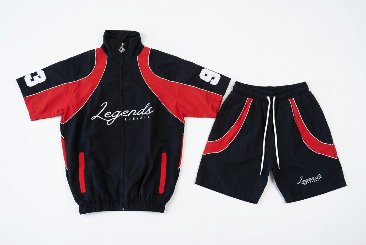 SWISHY SHORT SET BLACK RED